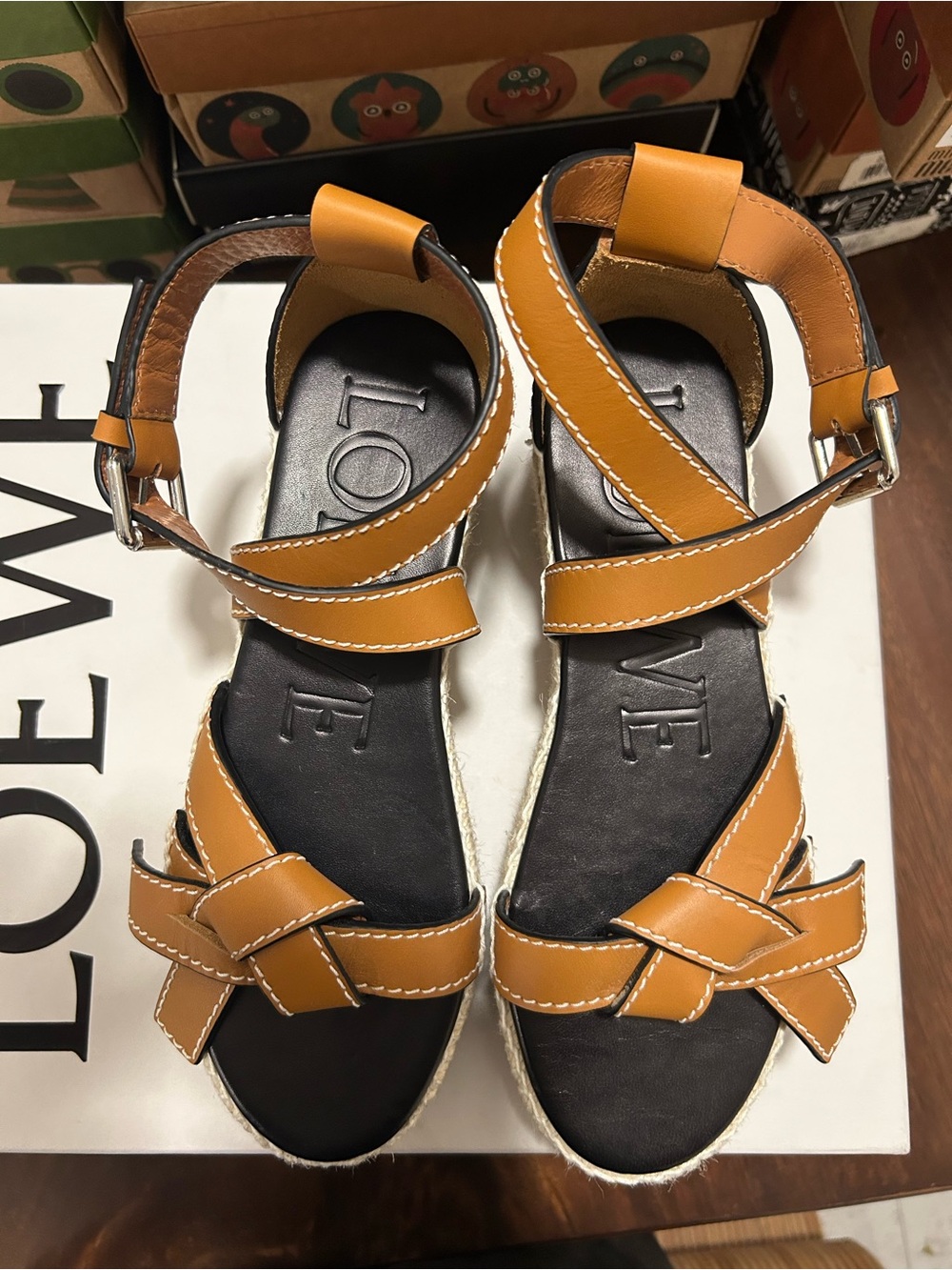 Loewe Leather Gate Wedge Espadrille Sandals new with tag and box Authentic